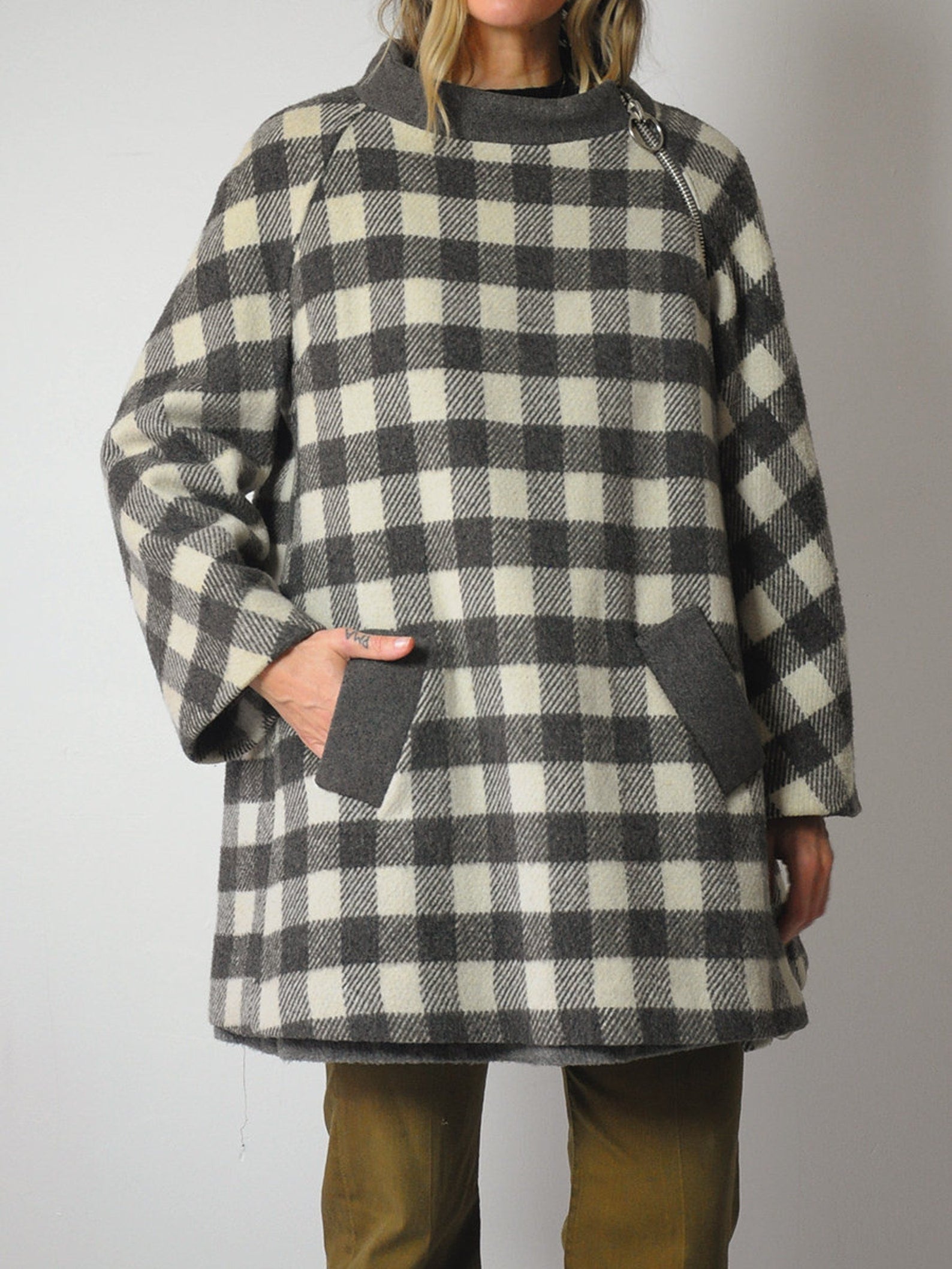 1960's Buffalo Plaid Wool Swing Coat