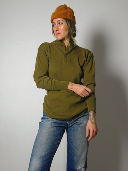 1970's Olive Military Issue Wool Thermal