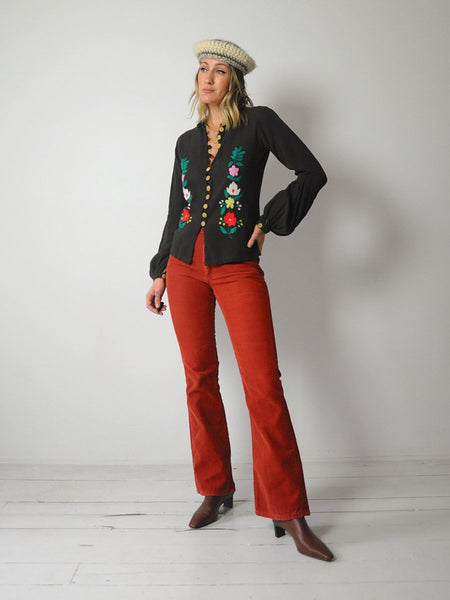 1970's India Gauze Floral Blouse