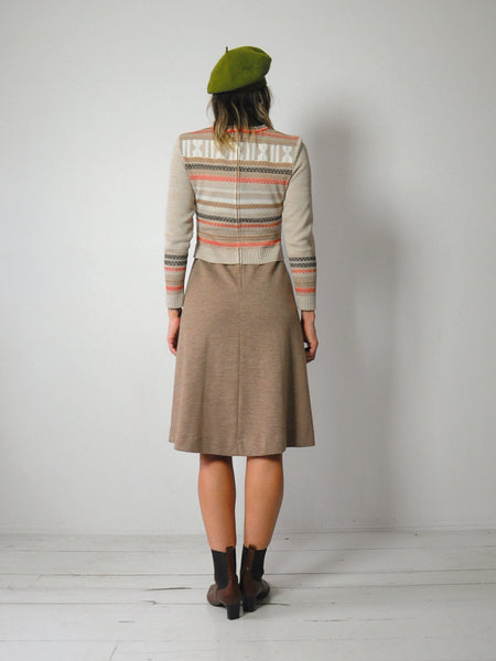 1970's Geo Striped Knit Dress