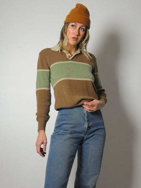 1980's Earth Tone Polo Sweater