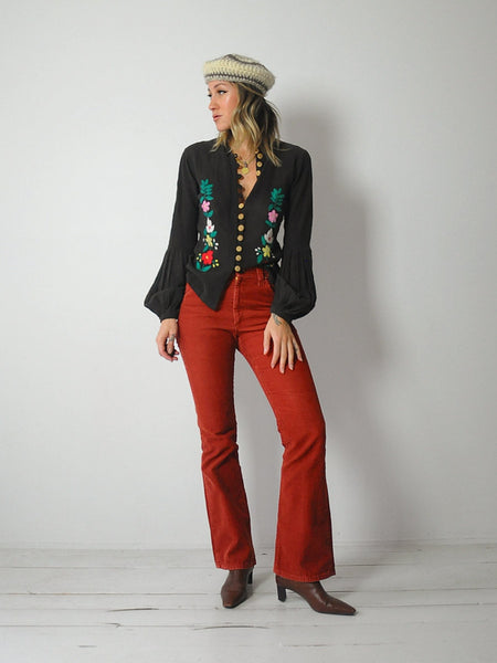1970's India Gauze Floral Blouse