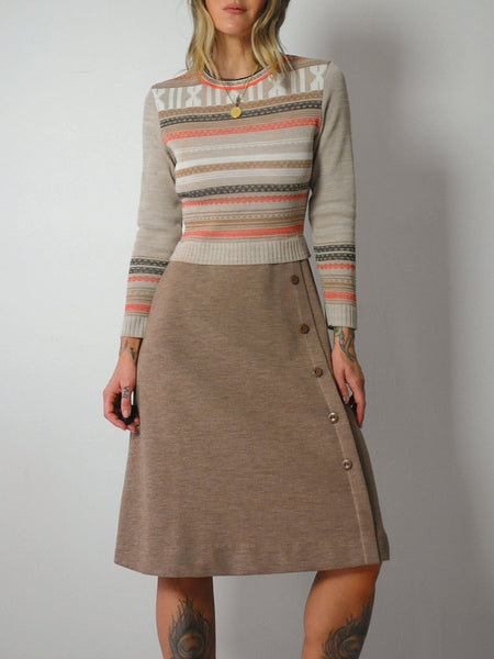 1970's Geo Striped Knit Dress