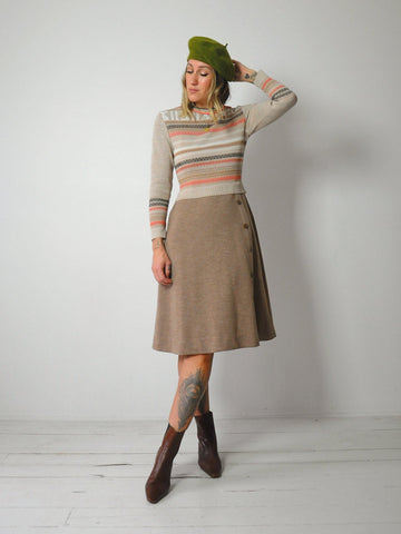 1970's Geo Striped Knit Dress