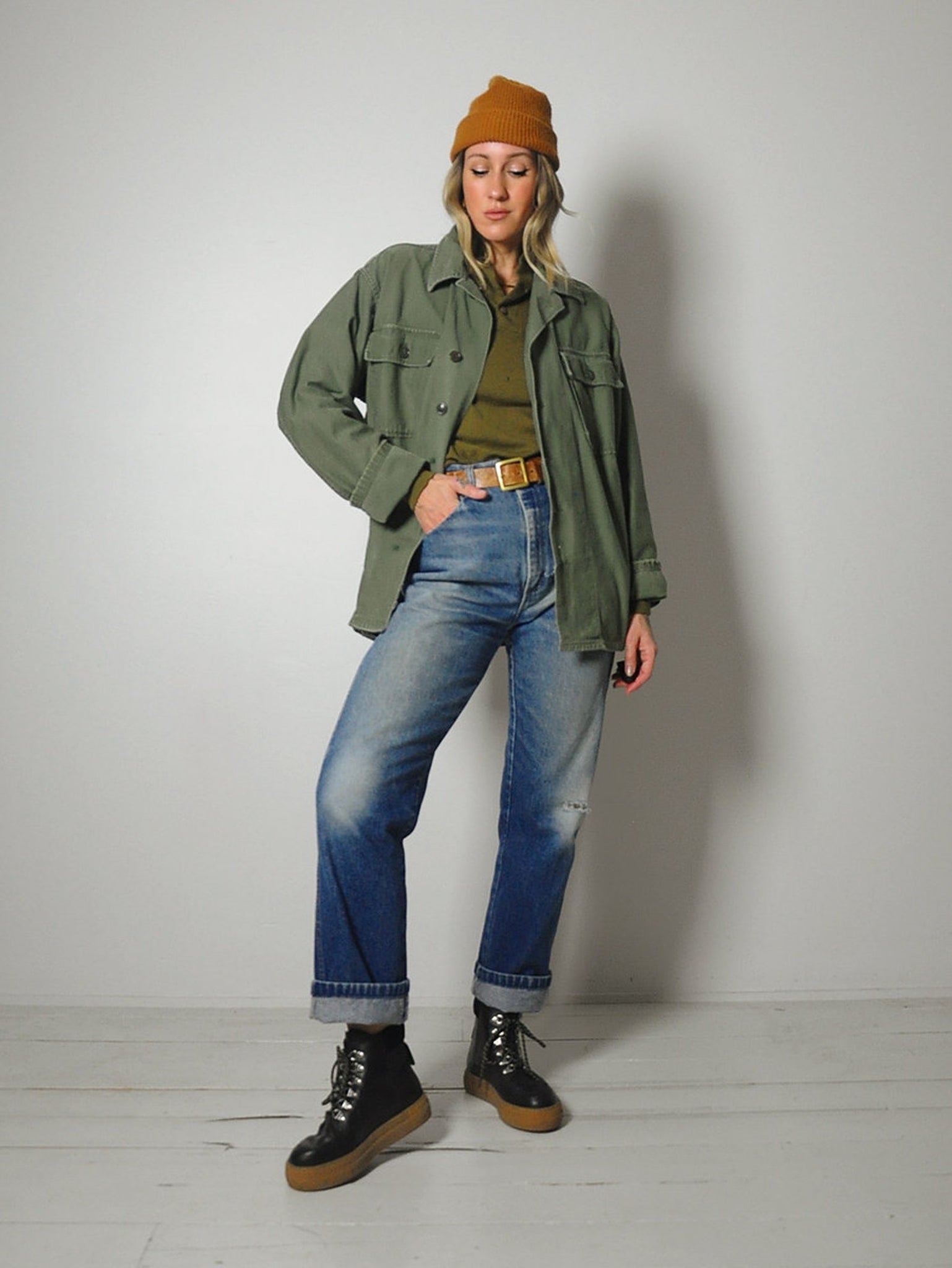 1970's Thrashed OG107 Military Shirt