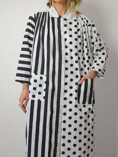 1980's Dot & Stripe Tent Shirt Dress