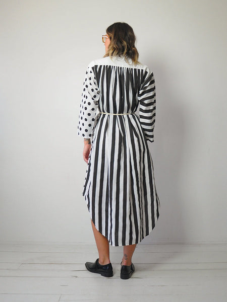 1980's Dot & Stripe Tent Shirt Dress