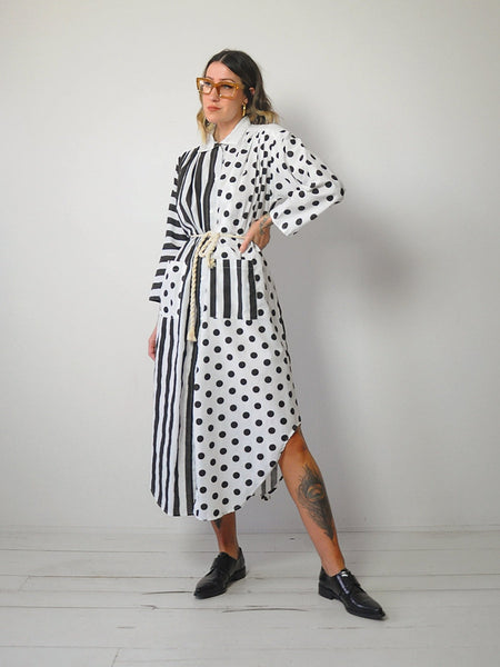 1980's Dot & Stripe Tent Shirt Dress