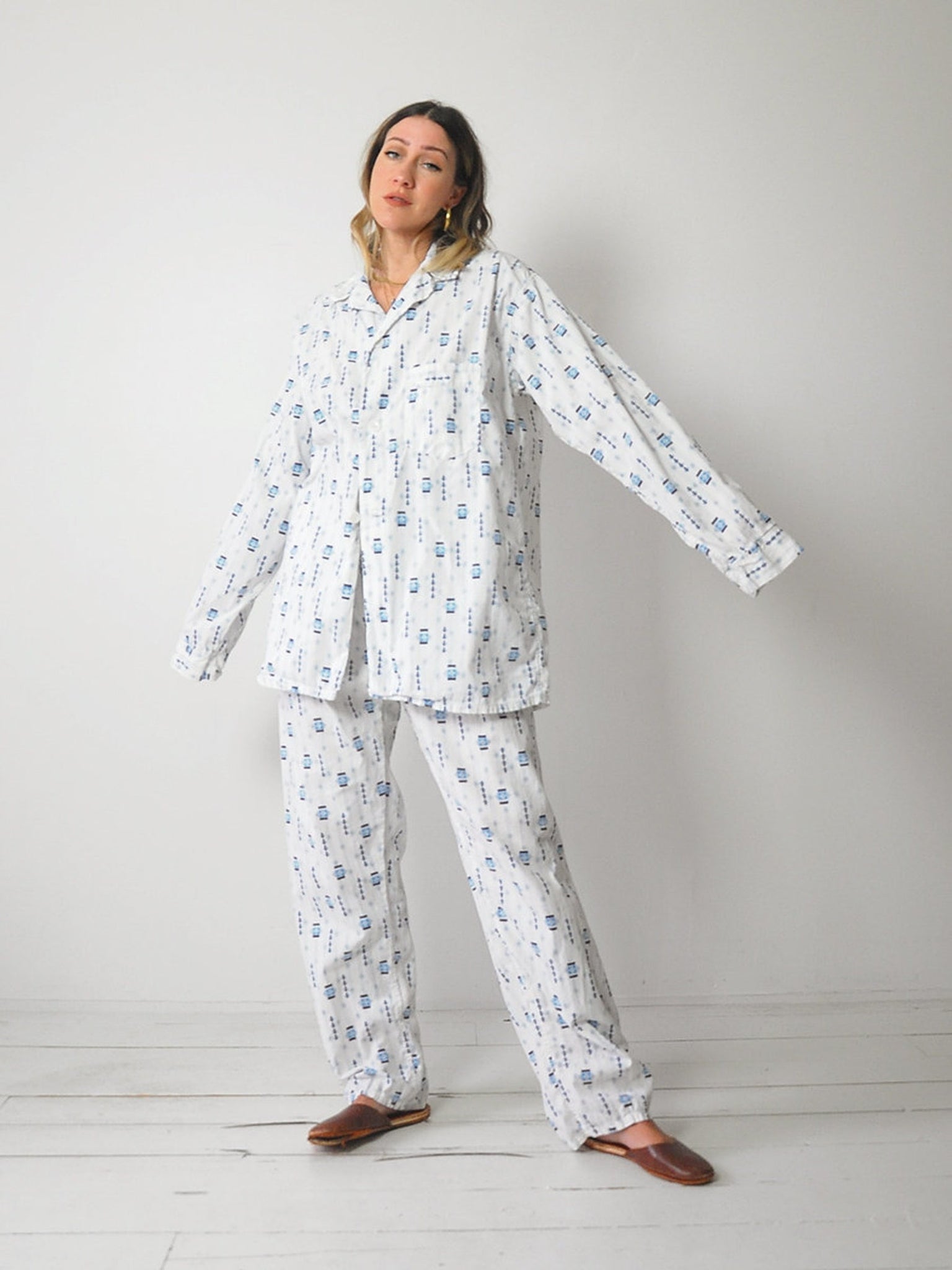 1960's Geo Cotton Pajama Set
