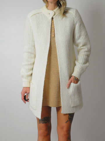 1970's Ribbed Ivory Cardigan