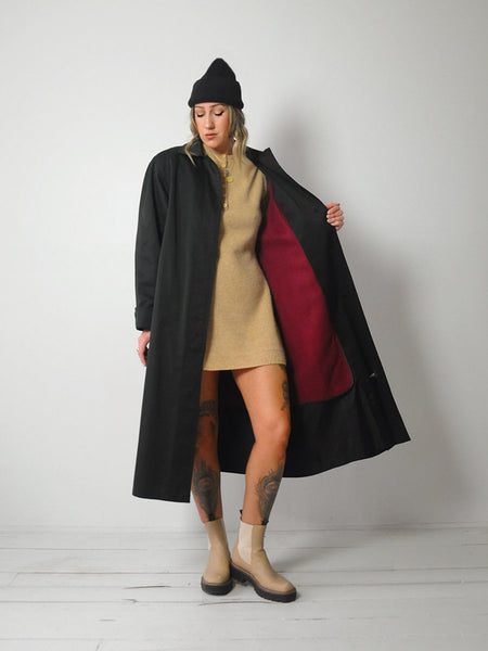 Wool Lined Black Trench Coat