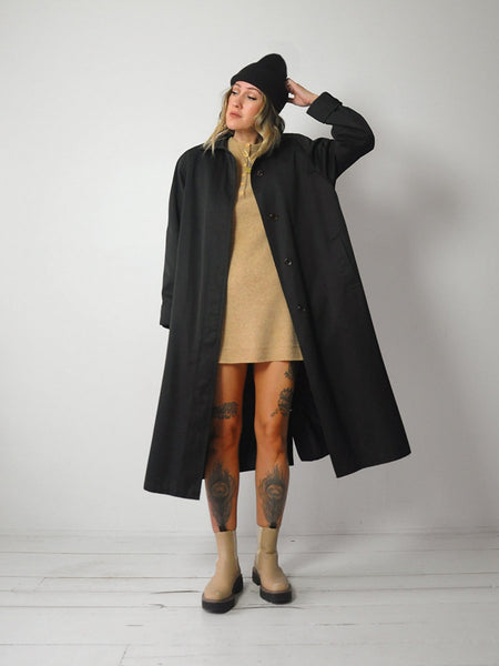 Wool Lined Black Trench Coat