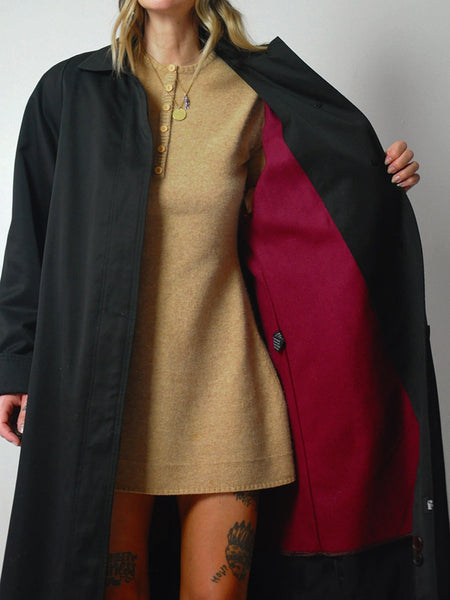 Wool Lined Black Trench Coat