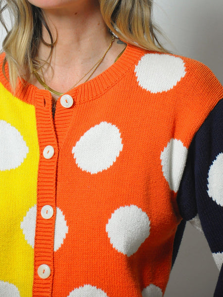 Colorblock Polka Dot Cardigan