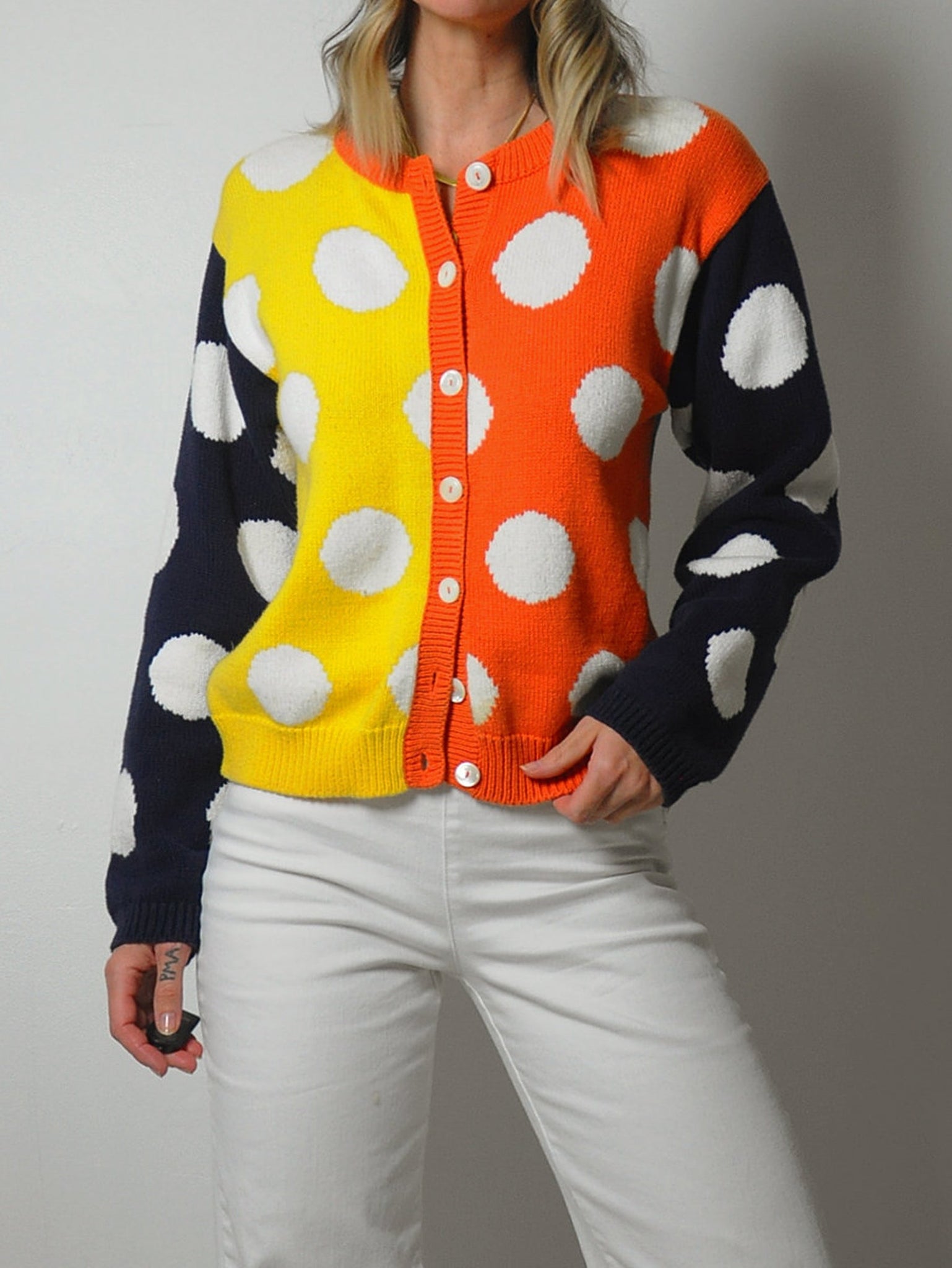 Colorblock Polka Dot Cardigan