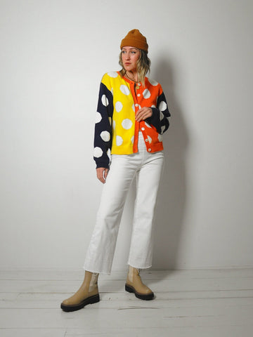 Colorblock Polka Dot Cardigan