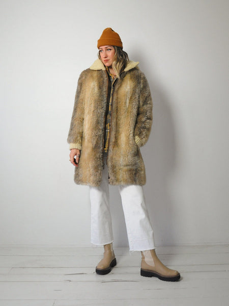 1970's Hooded Faux Fur Coat