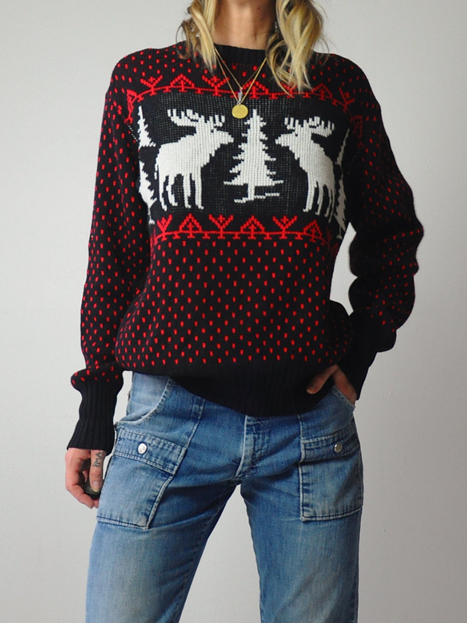 1970's Reindeer Winter Ski Sweater