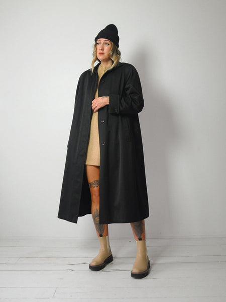 Wool Lined Black Trench Coat