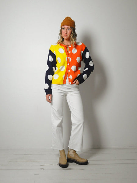 Colorblock Polka Dot Cardigan