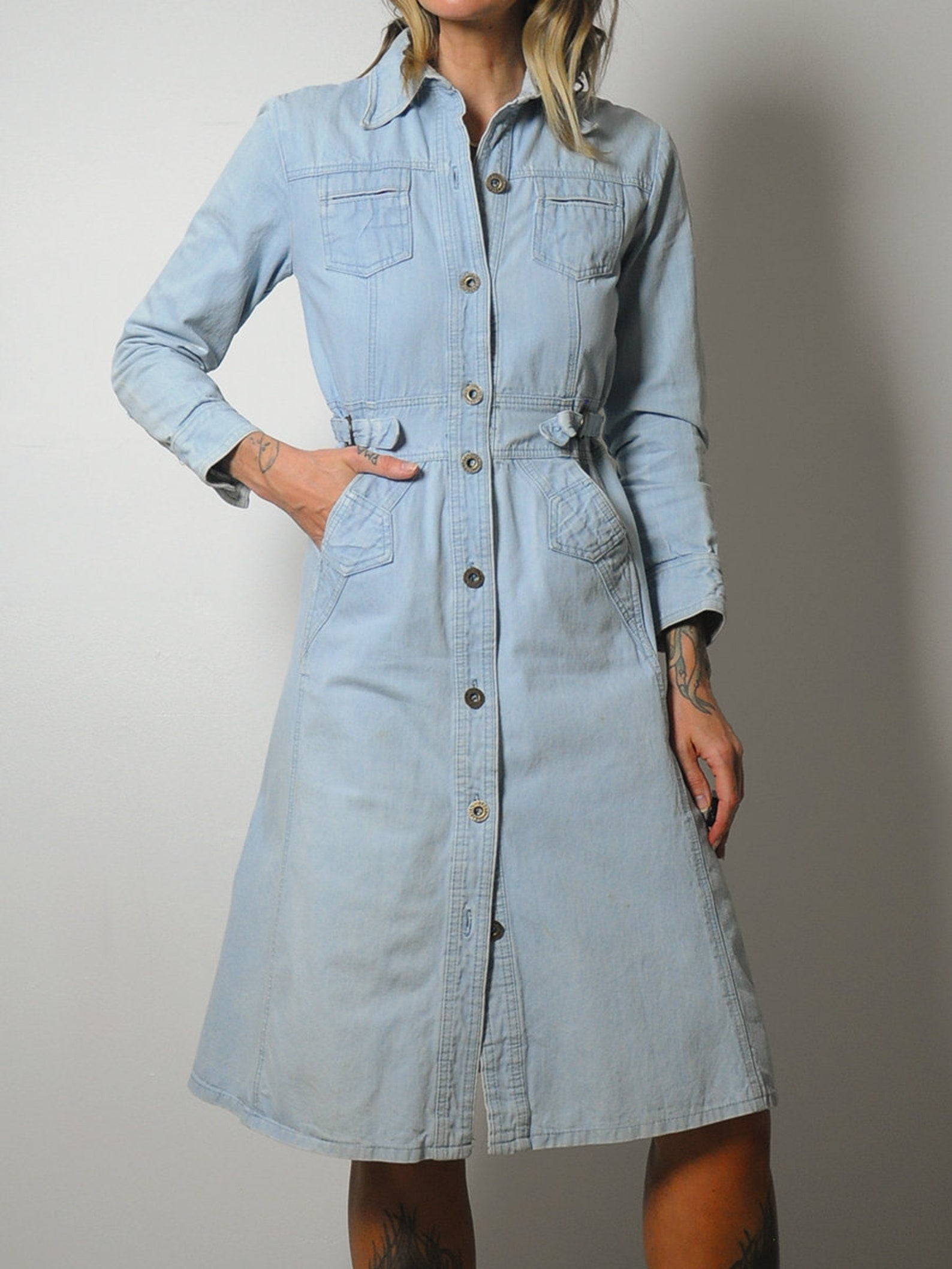 1970's Light Denim Shirt Dress