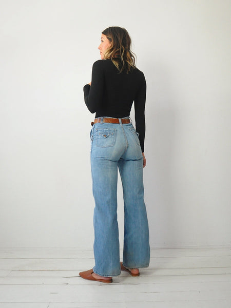 1970's Red Snap Bellbottom Jeans 28x32