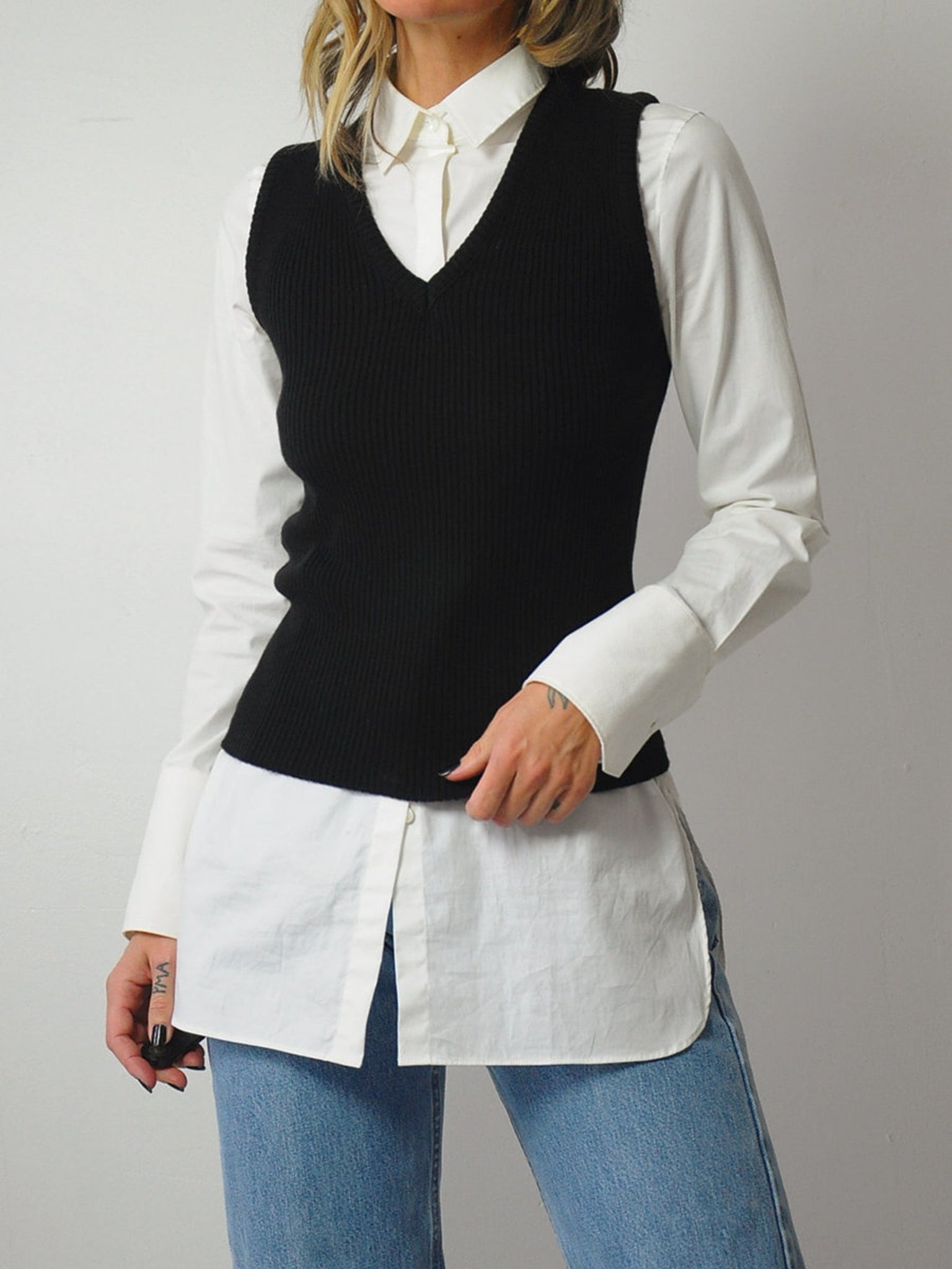 1970's Black Ribbed Sweater Vest