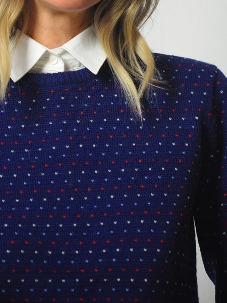 1980's Navy Dotted Sweater