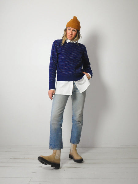 1980's Navy Dotted Sweater