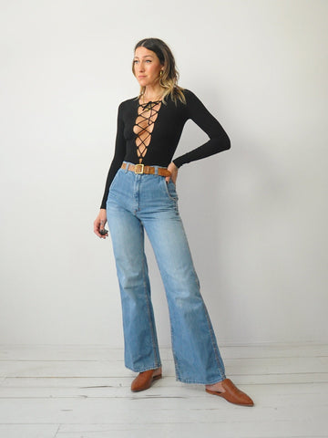 1970's Red Snap Bellbottom Jeans 28x32