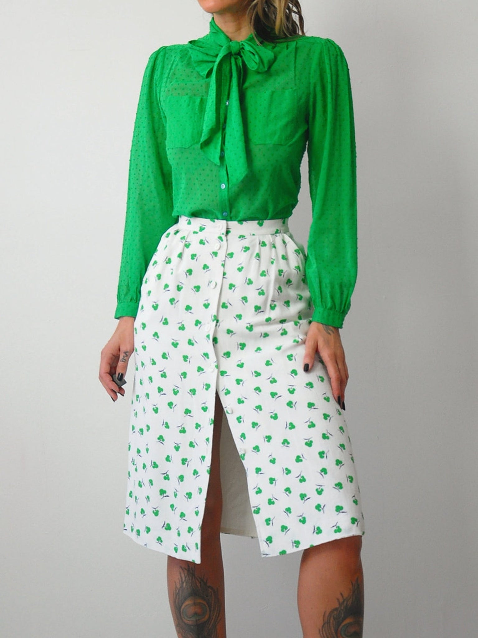 Jaeger Shamrock 2 Piece Skirt Set