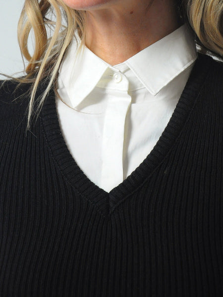 1970's Black Ribbed Sweater Vest