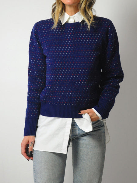 1980's Navy Dotted Sweater
