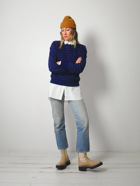 1980's Navy Dotted Sweater