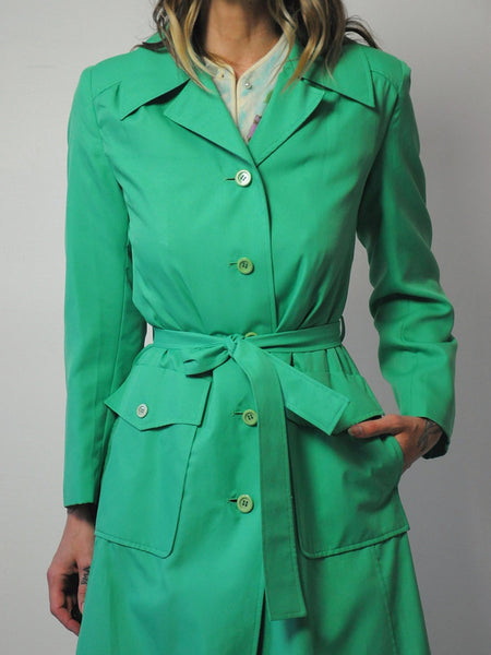 1970's Spring Green Trench Coat