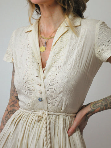 1950's Vanilla Eyelet Lace Dress