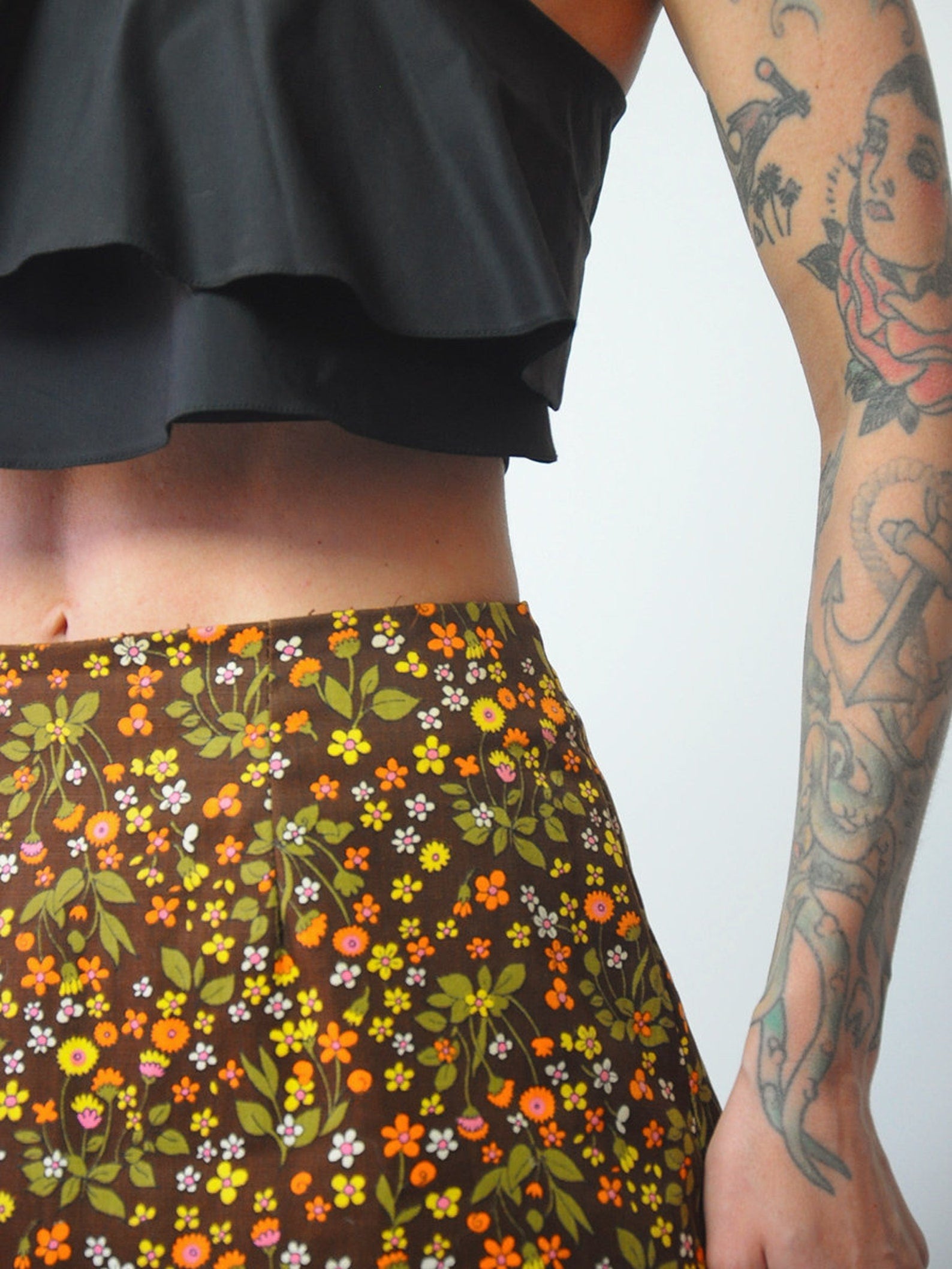 1960's Daisy Print Pencil Skirt