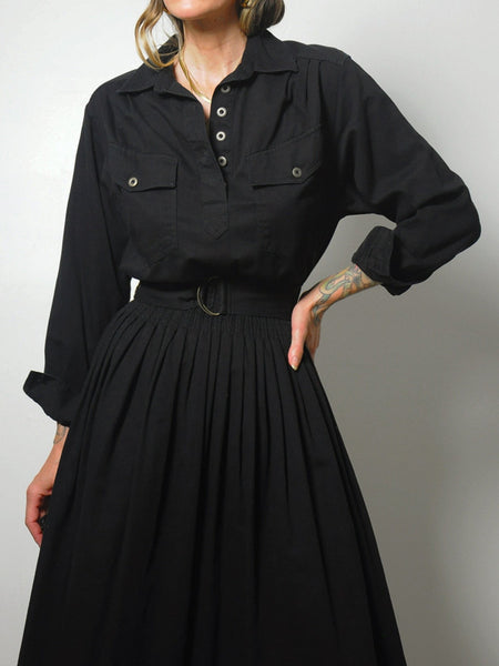 Black Belted Shirt Dress
