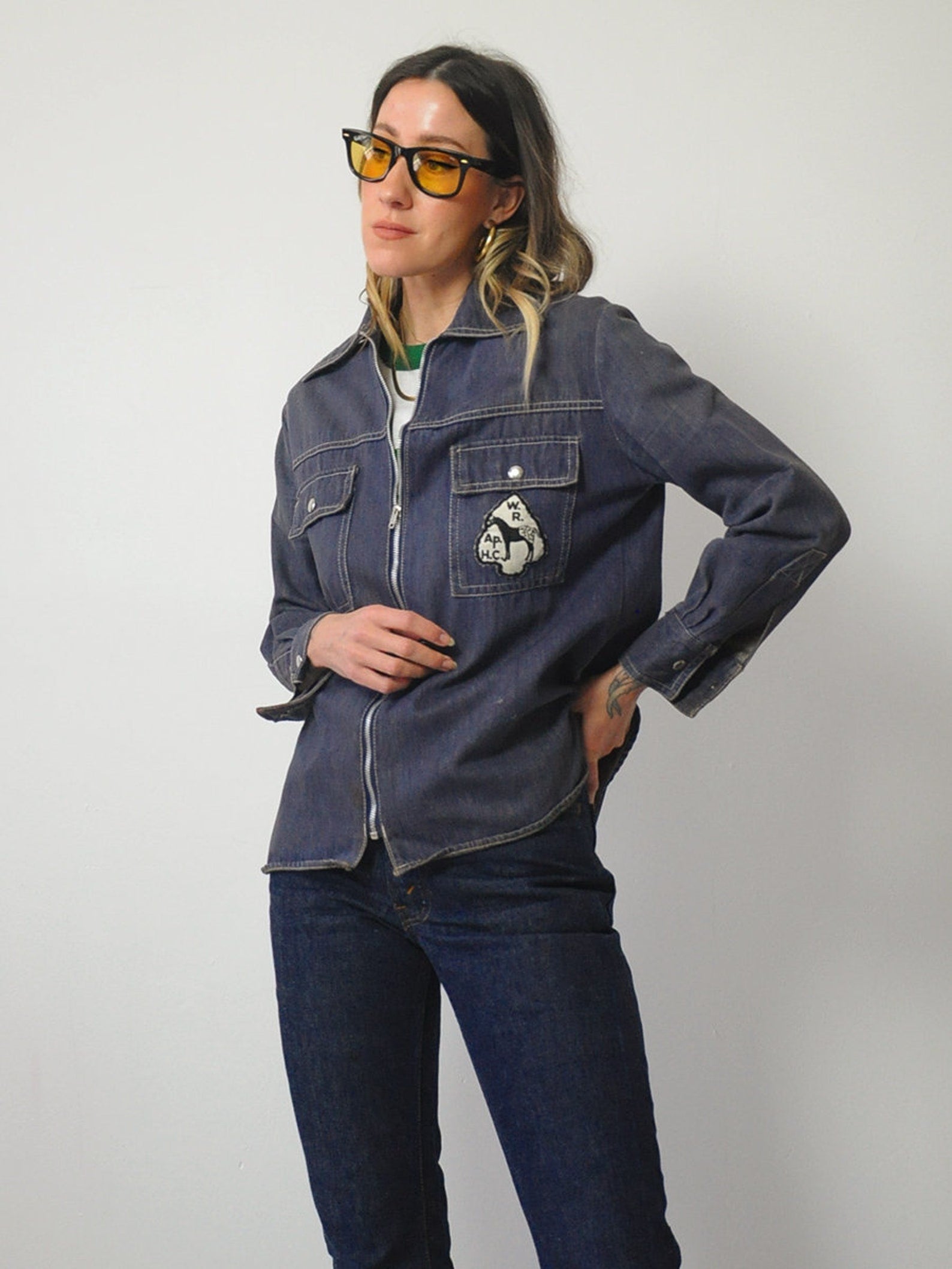 1970's Patched Indigo Jean Jacket