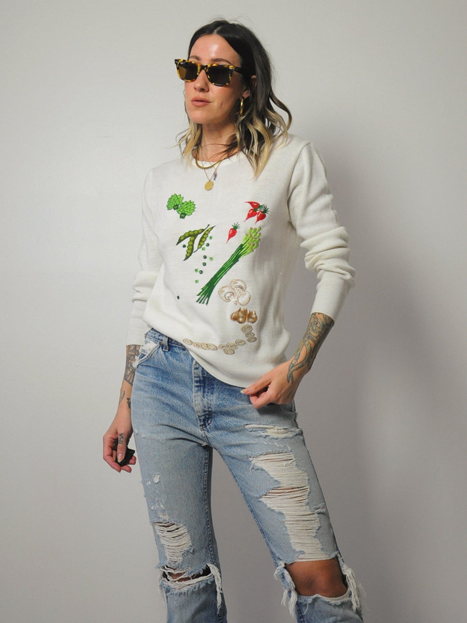 1970's Embroidered Vegetable Sweater