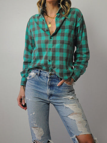 Teal Buffalo Plaid Flannel