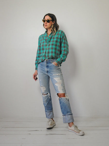 Teal Buffalo Plaid Flannel