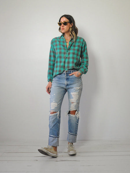 Teal Buffalo Plaid Flannel