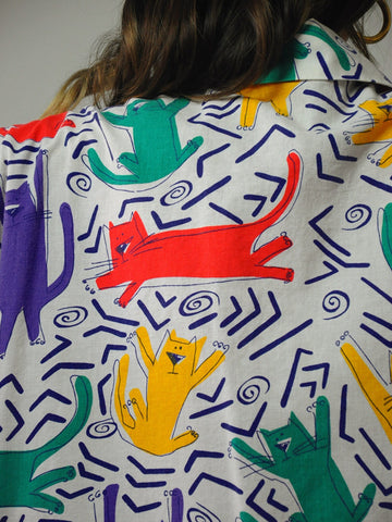 Crazy Cat Print Tunic/Shirt