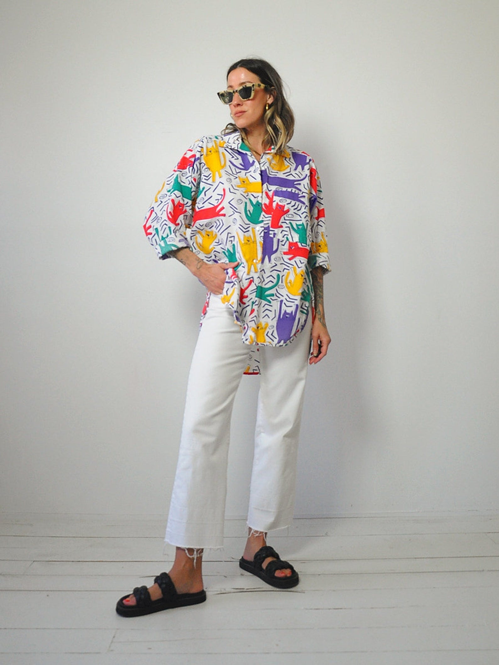 Crazy Cat Print Tunic/Shirt