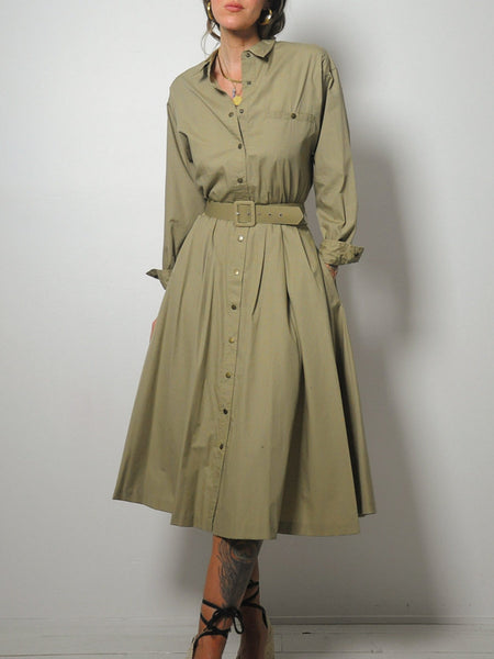 Camel Belted Shirt Dress