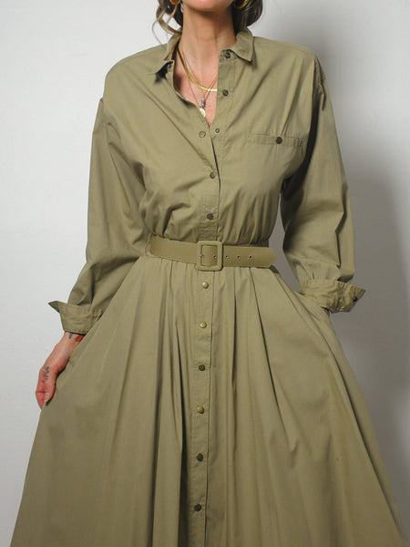 Camel Belted Shirt Dress