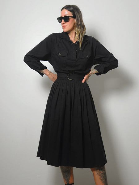 Black Belted Shirt Dress