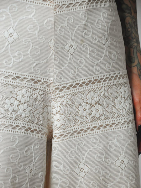 1960's Crochet Lace Wide Leg Pants