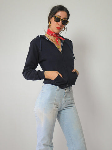 Navy Cropped Hoodie